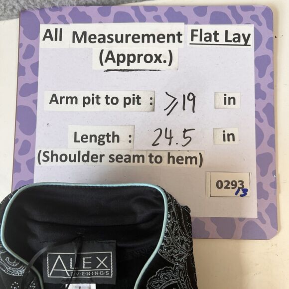 ALEX EVENINGS Women's Sparkly/Metallic Black and Light Blue Jacket USA made L - Picture 4 of 10